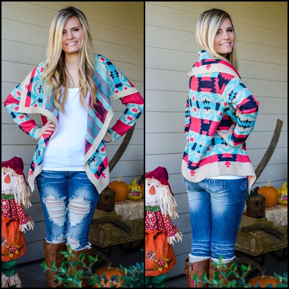 Anthro Moon Collection Aztec Drape Cardigan - Picture 5 of 16